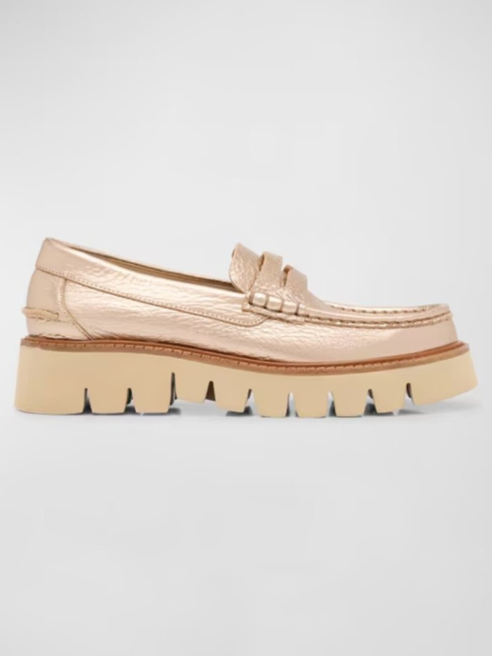 $650 Pedro Garcia Sebas Lug Penny Loafer CHUNKY BEIGE GOLD LEATHER 42 (DD15)